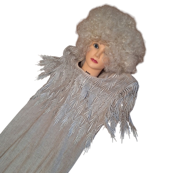 Stunning Vintage CARMIN ACQUARIUM USA MIDI length Dress Embroidery FLAPPER MED - Picture 4 of 8